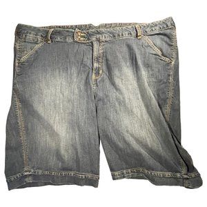 Lane Bryant Women's Jean Short Bermuda Stretch Denim Distressed Blue Size 28